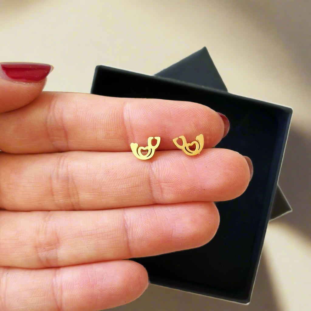 Tiny Stethoscope Nurse Earrings, Medical Jewelry Gift for Nurses, RN Graduation Earrings, Nursing Student Accessories, Healthcare Worker Earrings