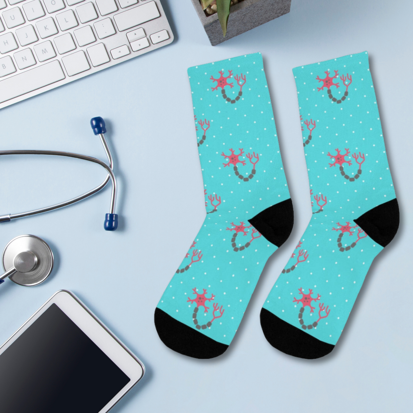 Blue Neuron socks, Neurology gift, Neurologist socks, Neurosurgery, Brain
