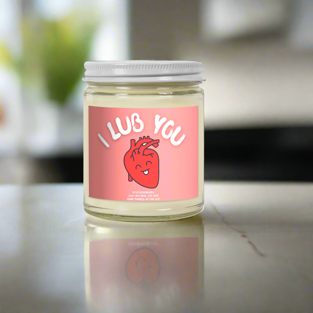 I Lub You Heart Candle, Medical Humor Valentine’s Gift, Cardiology Candle for Cardiologists, Anniversary Gift for Doctors, Funny Heart-Themed Candle