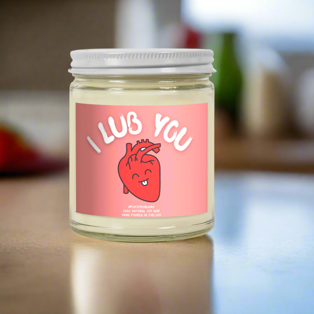 I Lub You Heart Candle, Medical Humor Valentine’s Gift, Cardiology Candle for Cardiologists, Anniversary Gift for Doctors, Funny Heart-Themed Candle