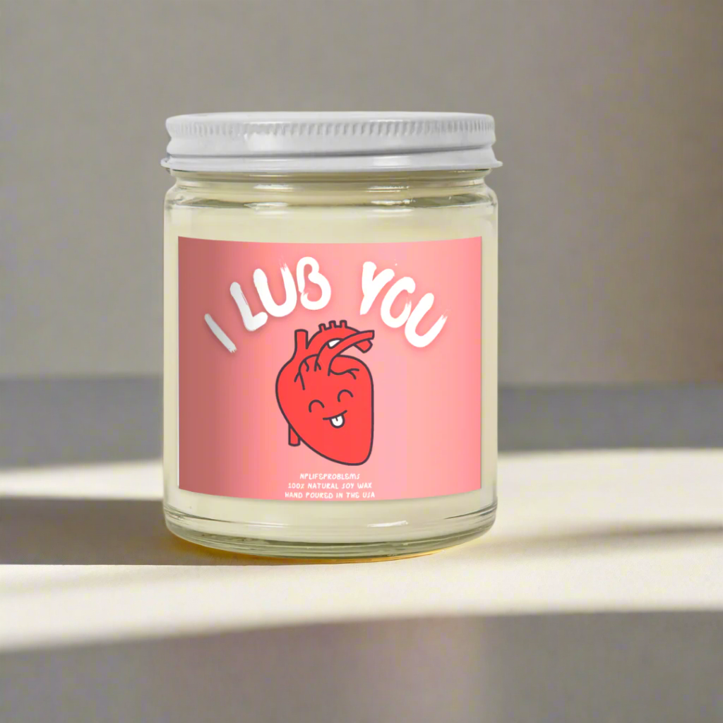 I Lub You Heart Candle, Medical Humor Valentine’s Gift, Cardiology Candle for Cardiologists, Anniversary Gift for Doctors, Funny Heart-Themed Candle