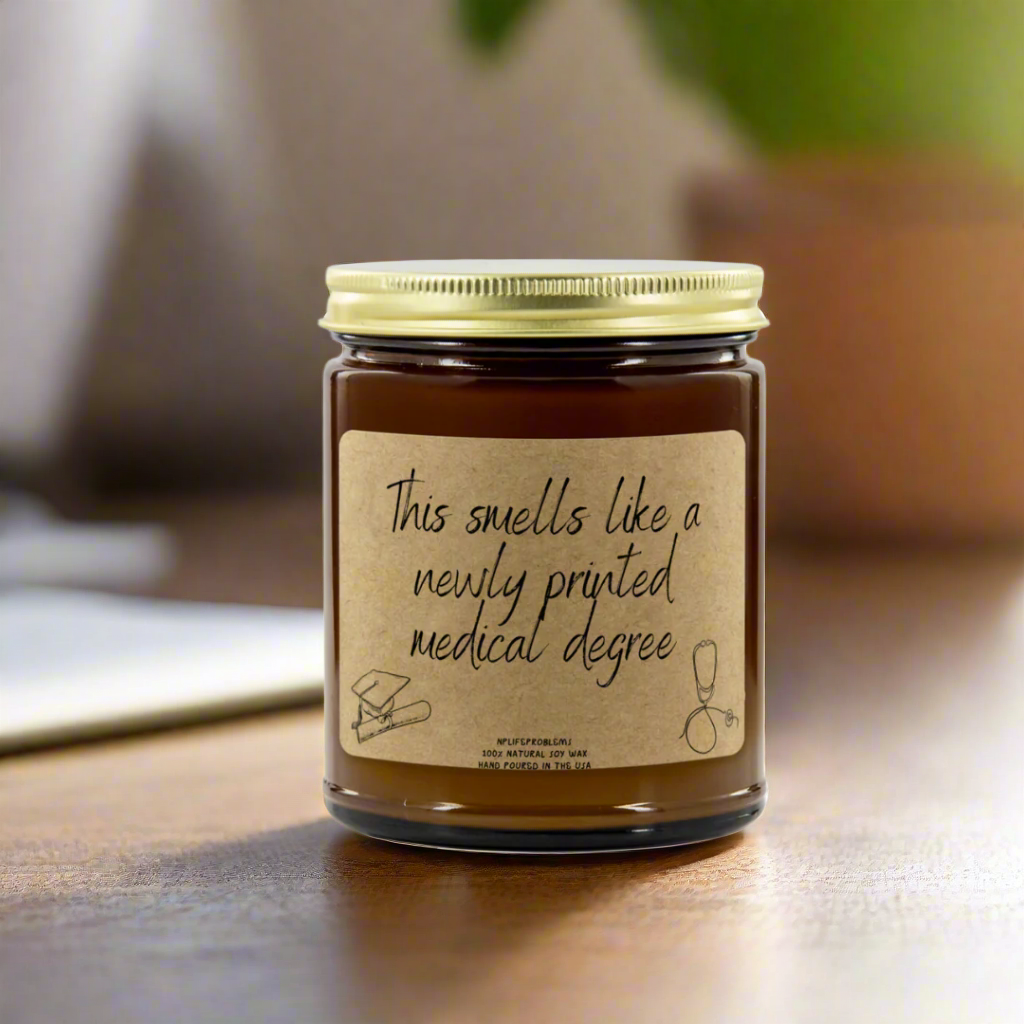Doctor graduation gift, new grad MD, DO, resident graduation, medical school graduation, medical student gift, doctor candle.