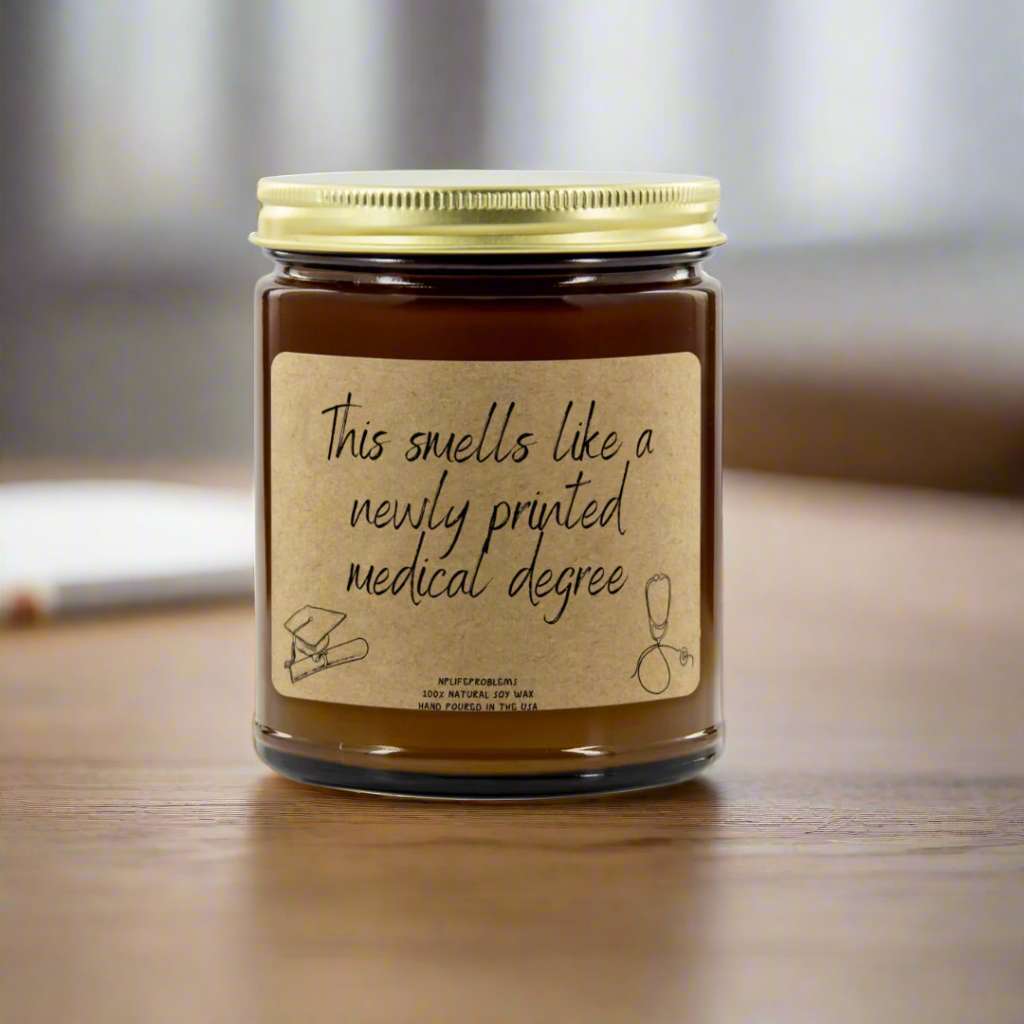 Doctor graduation gift, new grad MD, DO, resident graduation, medical school graduation, medical student gift, doctor candle.