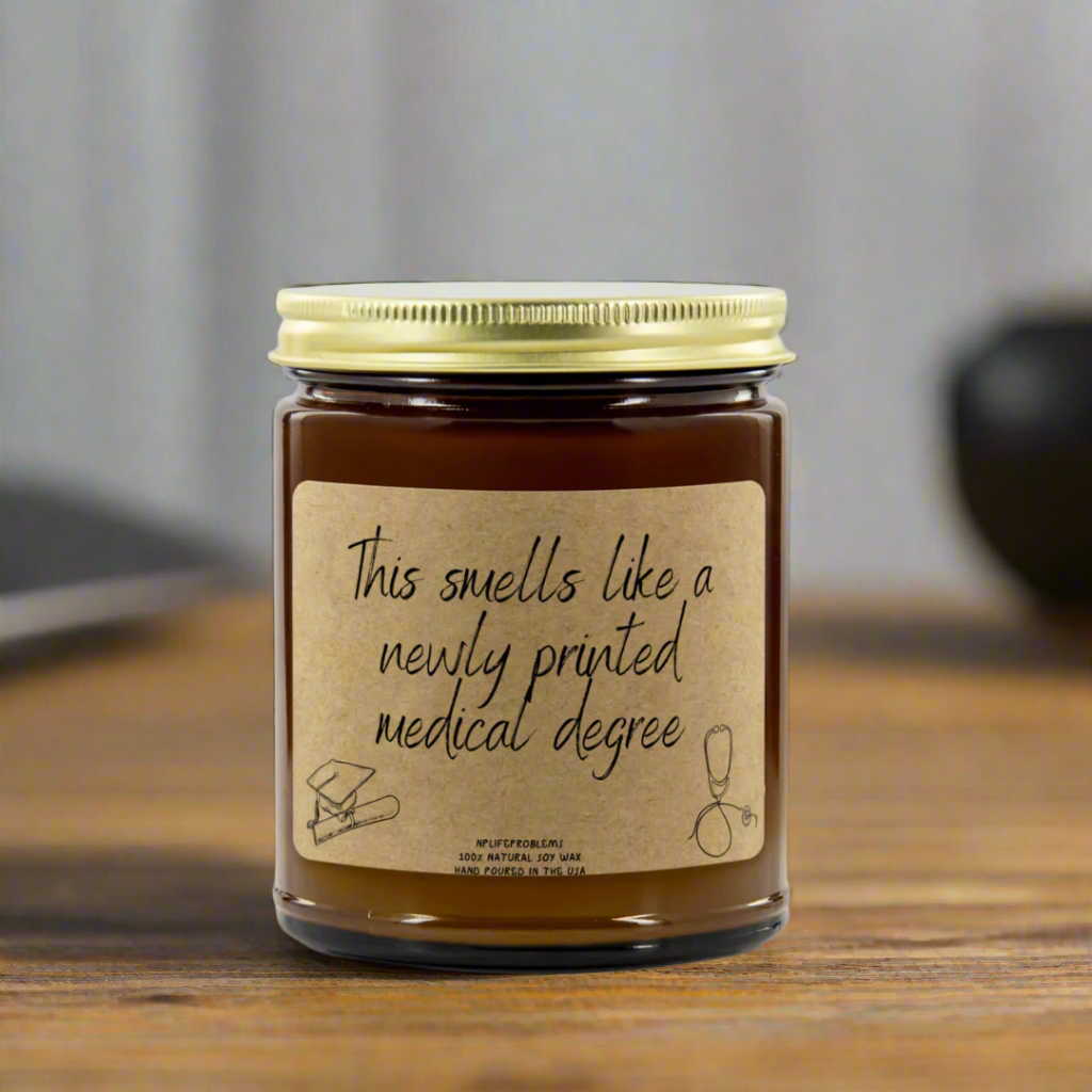 Doctor graduation gift, new grad MD, DO, resident graduation, medical school graduation, medical student gift, doctor candle.