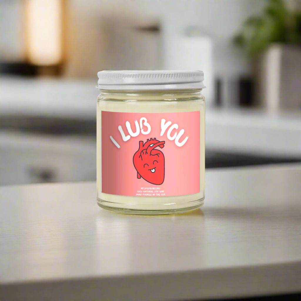 I Lub You Heart Candle, Medical Humor Valentine’s Gift, Cardiology Candle for Cardiologists, Anniversary Gift for Doctors, Funny Heart-Themed Candle