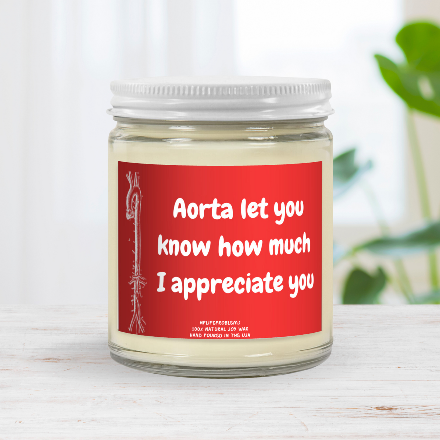 Aorta Appreciation candle, Vascular, Vascular surgeon gift, Abdominal Aorta, Doctor gift, Nurse gift, NP gift, thoracic surgery, MD humor