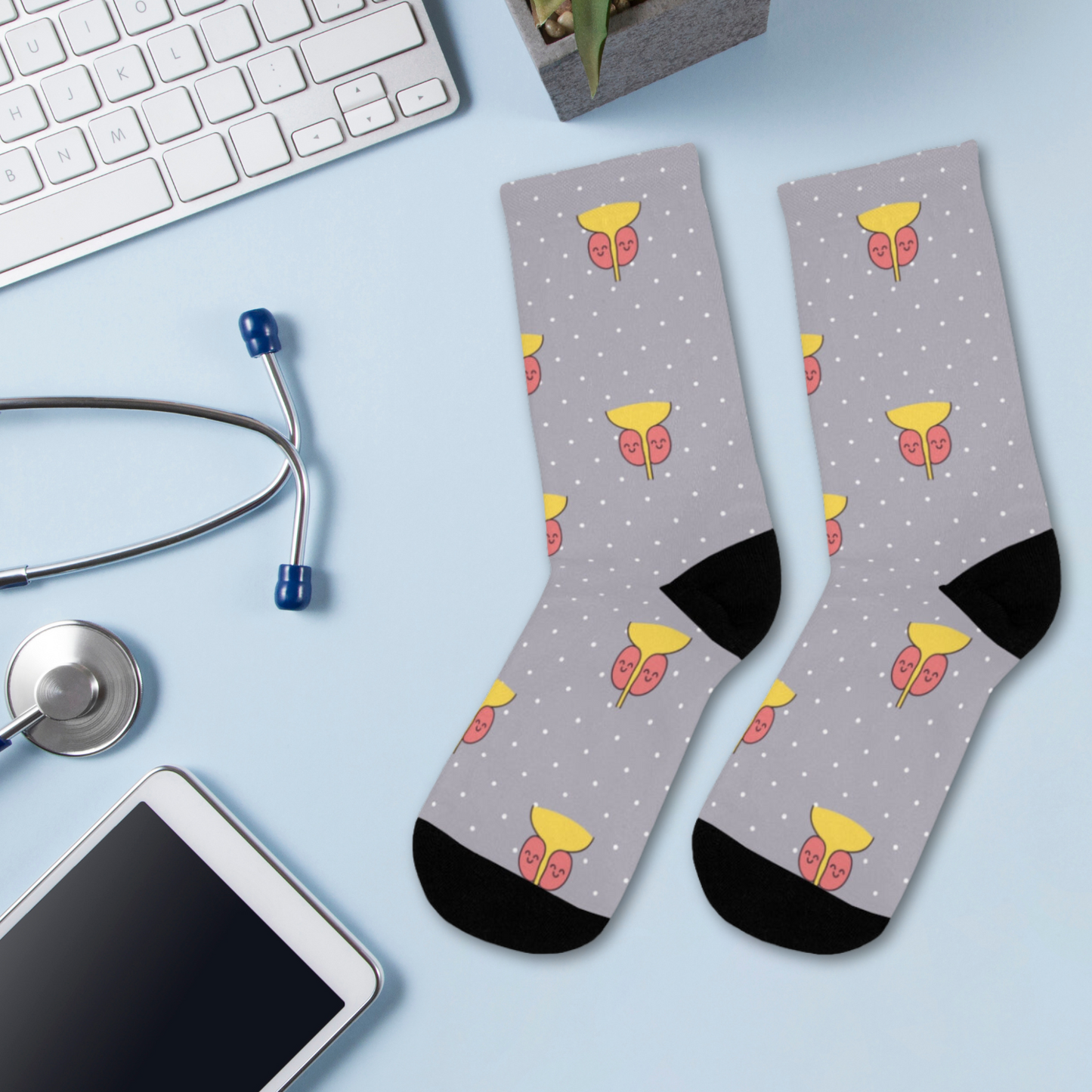 Grey Prostate socks, prostate socks, urologist, urology resident, urology nurse gift, doctor socks, anatomy socks.