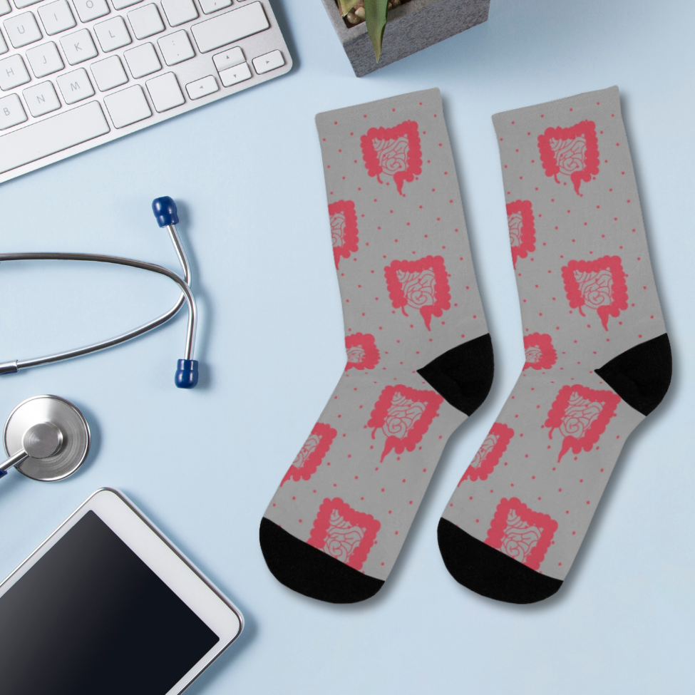 Gray Colorectal socks, Colon, surgeon gift, general surgery, gastrointestinal doctor, doctor socks.