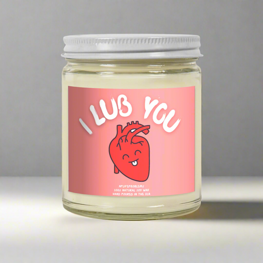 I Lub You Heart Candle, Medical Humor Valentine’s Gift, Cardiology Candle for Cardiologists, Anniversary Gift for Doctors, Funny Heart-Themed Candle