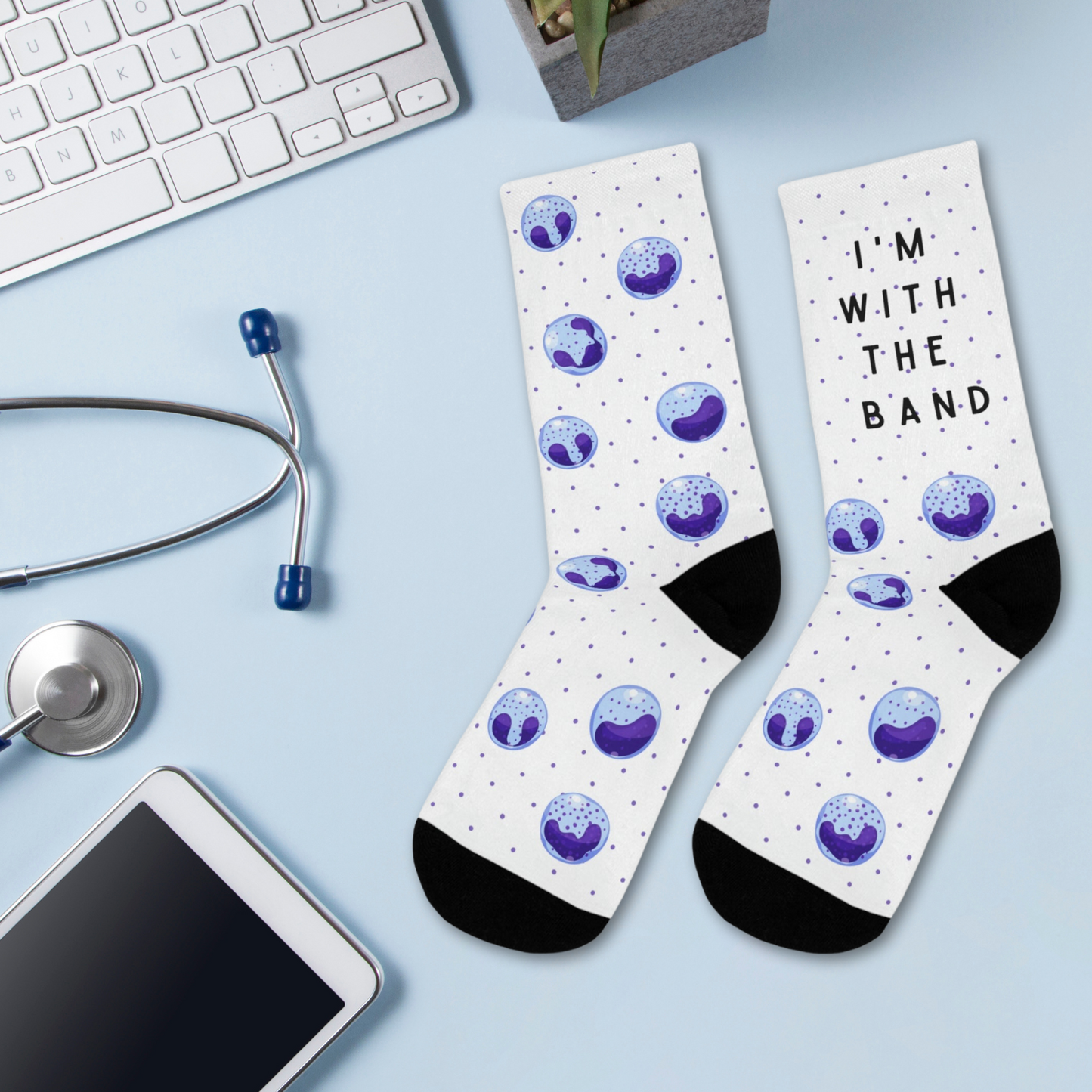 Hematology, Im with the band socks, doctor socks, lab tech socks, microbiology, blood cells, oncology socks, band cells, medical socks