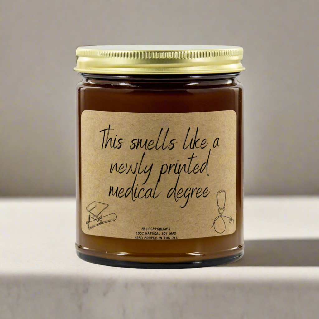 Doctor graduation gift, new grad MD, DO, resident graduation, medical school graduation, medical student gift, doctor candle.