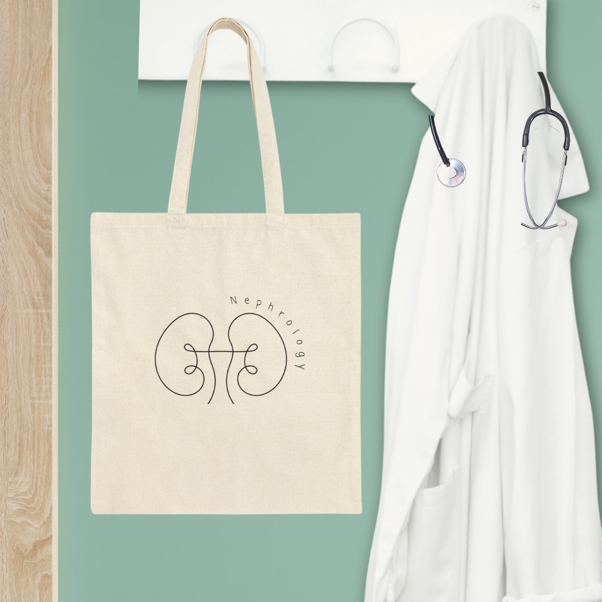 Minimalist Nephrology work Tote Bag Cute gift for Nephrologist RNs Kidney Anatomical Renal surgeons Graduation Dialysis nurse line art