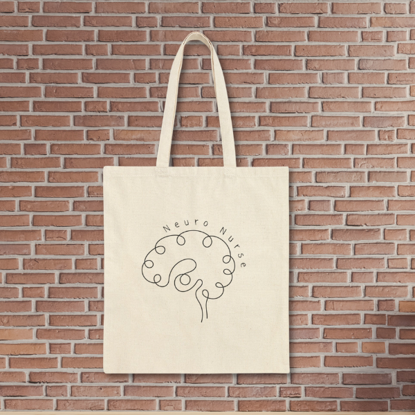 Minimalist Neuro Nurse work Tote Bag Cute Graduation gift for Neurology RNs Brain Anatomical heart Stroke ICU