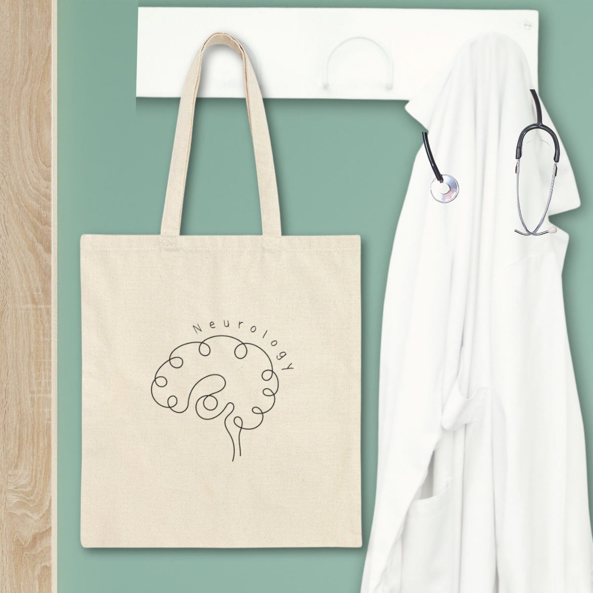 Minimalist Neurology work Tote Bag Cute Brain Graduation gift for Neurologist Anatomical present for Doctor