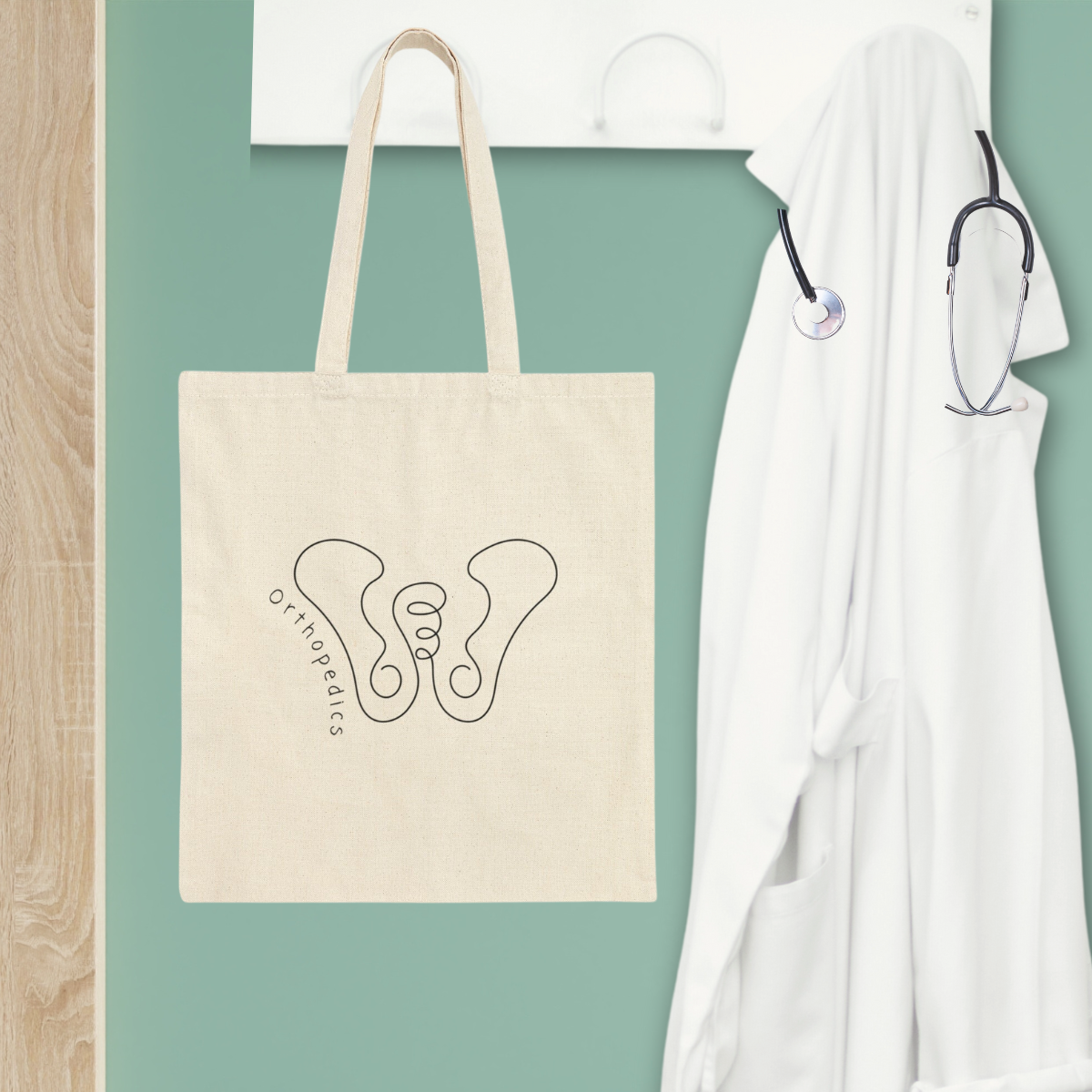 Minimalist Ortho work Tote Bag Cute gift for Orthopedics nurse team RNs orthopedic Anatomical Hip surgeons Graduation Bone doctor line art