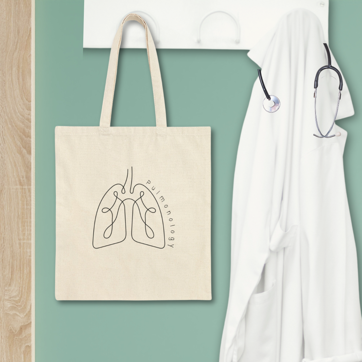 Minimalist Lungs Pulmonology work Tote Bag Cute Graduation gift for Pulmonologists and Lung RNs Anatomical Medical Resident line art