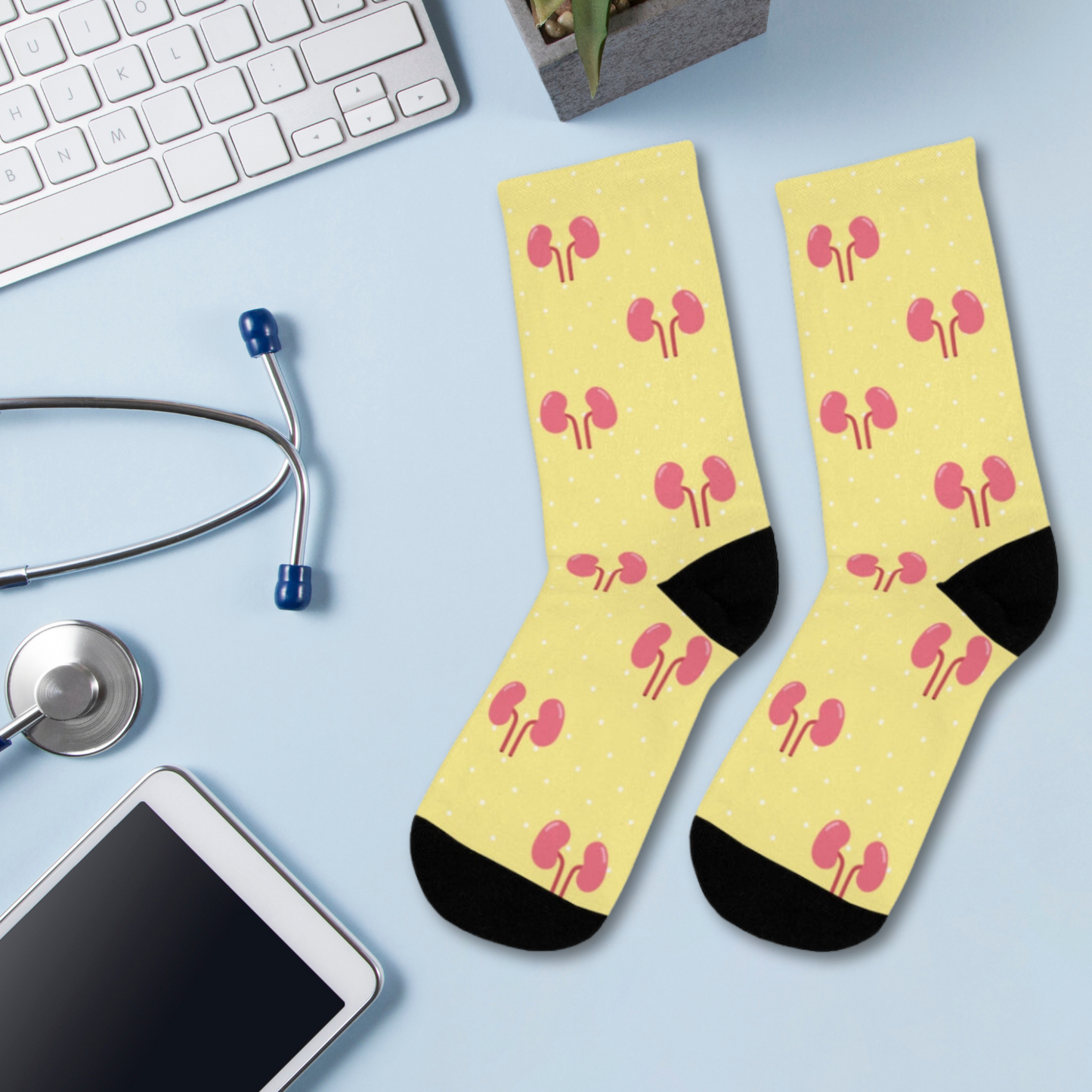 Yellow Kidney Nephrology/ Urology socks, Nephrologist, urologist, urology resident, urology nurse gift.