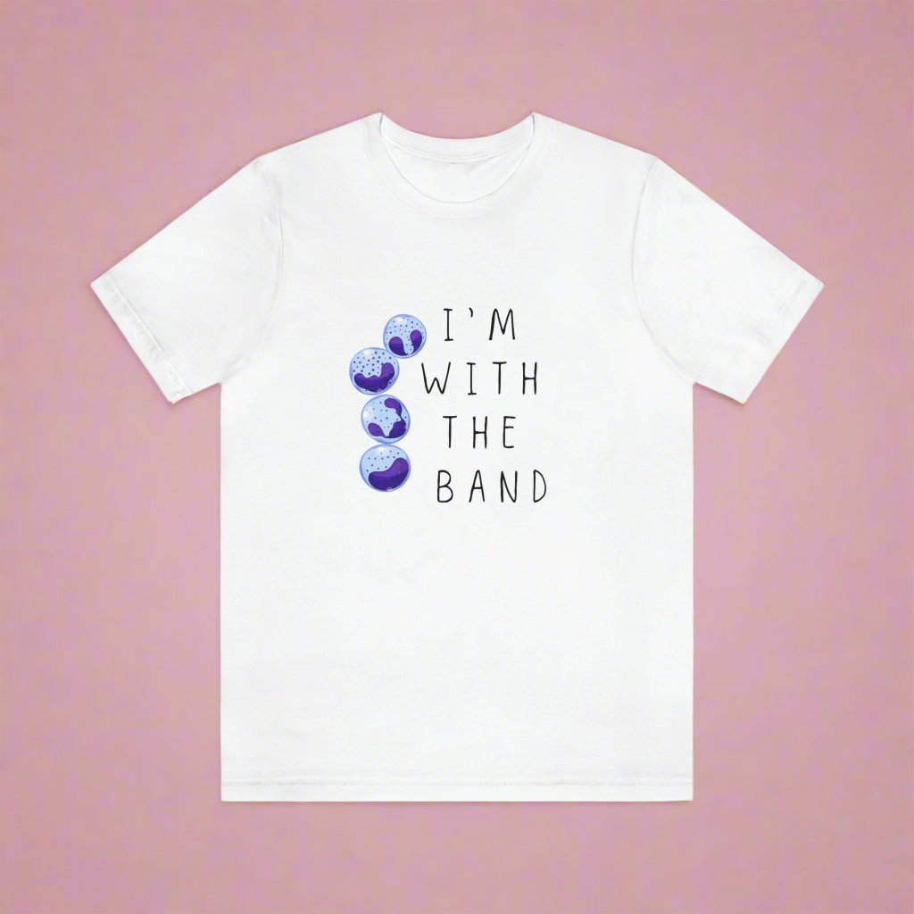 Hematology Tee, Hematologist, Band cells, Blood smear, Im with the band, Heme Onc, Lab tech, Neutrophils, Nurse gift, resident gift, Internal Medicine