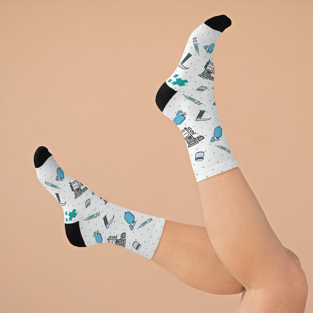 White Anesthesia socks, CRNA, anesthetist, anesthesiologist, surgery socks, SRNA, nurse anesthetist gift