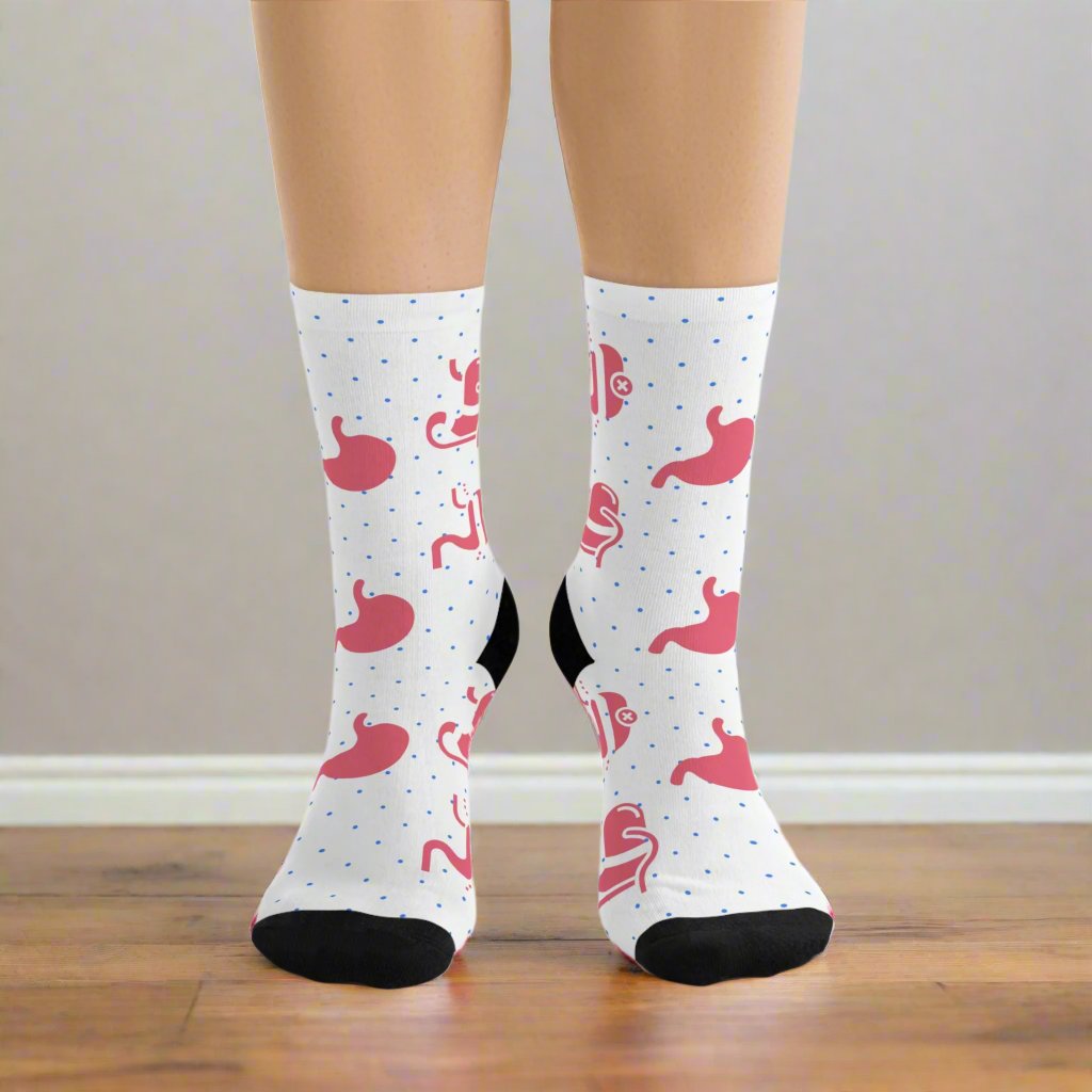White Bariatric Surgery socks, GI socks, surgeon medical student, nurse, PA, Nurse Practitioner, surgeon gift, gastrointestinal