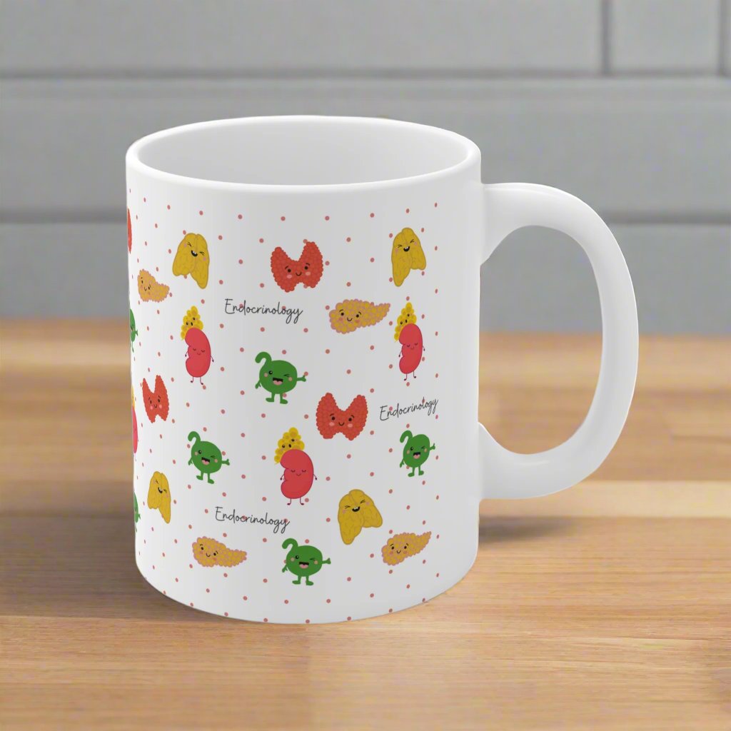 Endocrine mug, Endocrinology gift, diabetes, pancreas, pineal gland, adrenals, pituitary, thymus, thyroid, doctor gift, nurse gift.