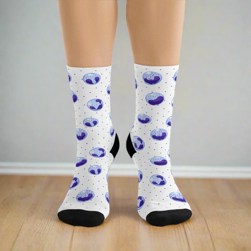 Hematology, band blood cells socks, doctor socks, lab tech socks, microbiology, blood cells, oncology socks, band cells, medical socks