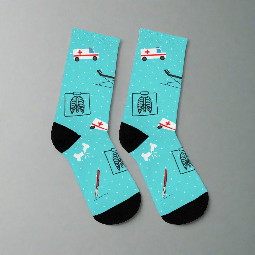 Emergency Medicine socks, ER doctor, trauma surgeon, ER nurse, ER tech, paramedic gift.
