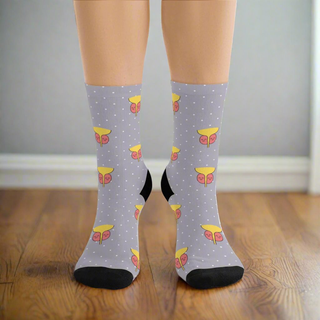 Grey Prostate socks, prostate socks, urologist, urology resident, urology nurse gift, doctor socks, anatomy socks.