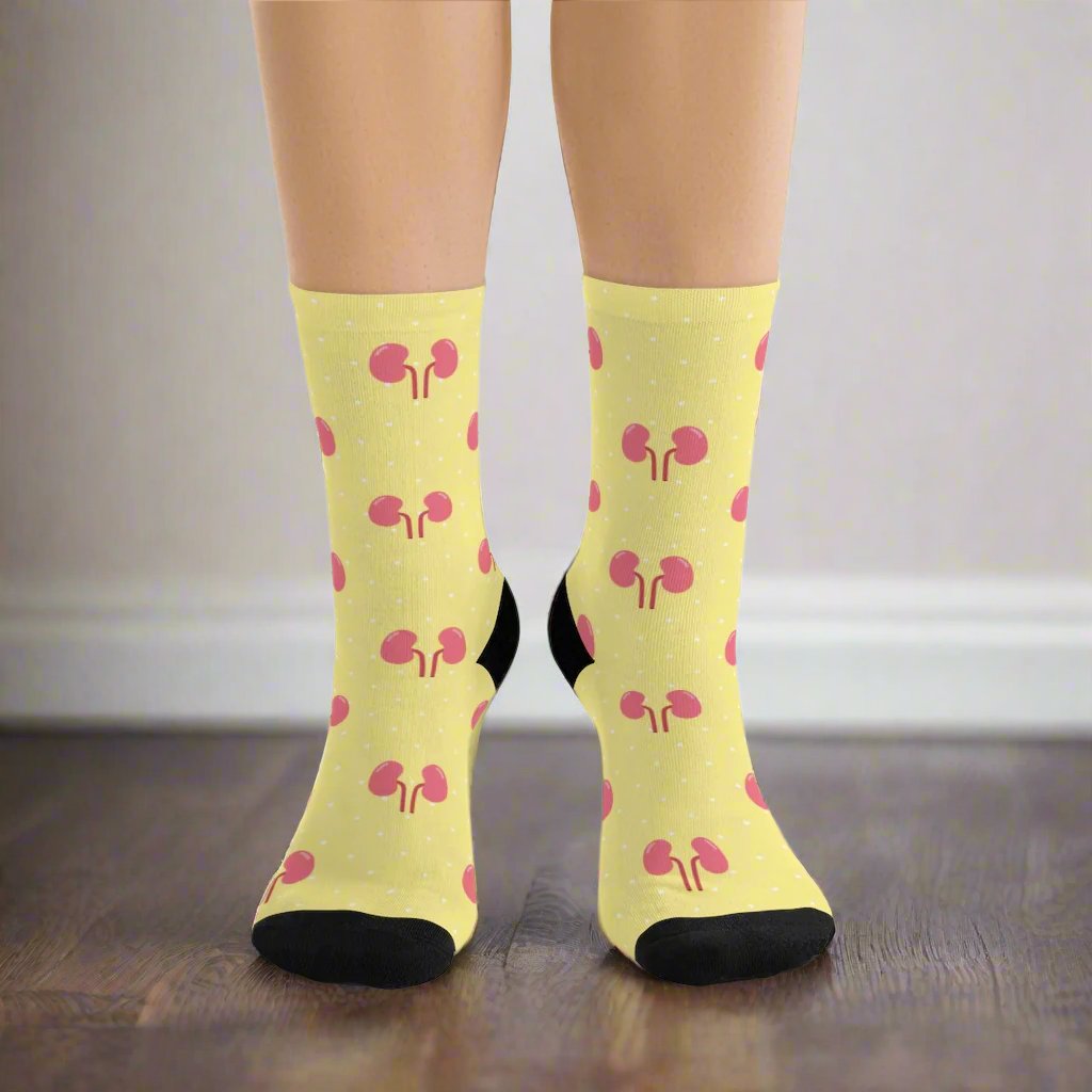Yellow Kidney Nephrology/ Urology socks, Nephrologist, urologist, urology resident, urology nurse gift.