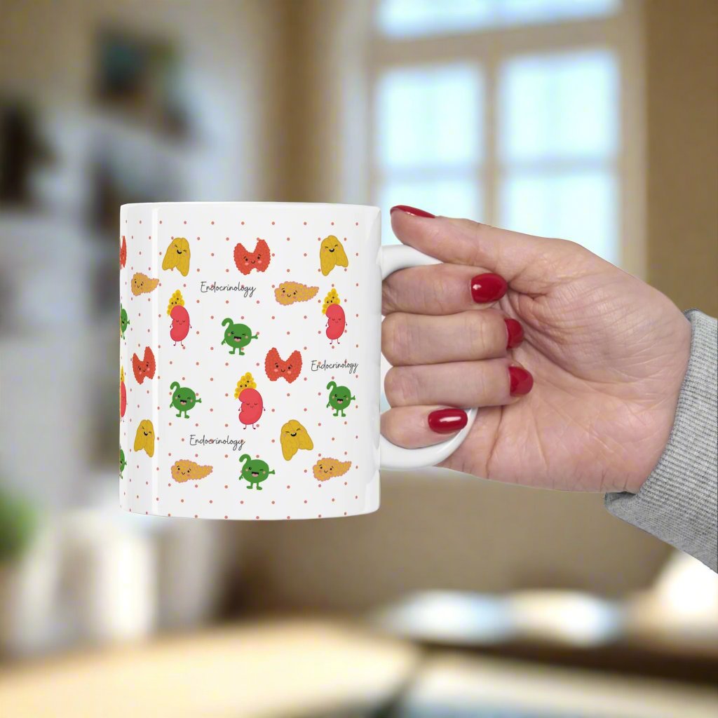 Endocrine mug, Endocrinology gift, diabetes, pancreas, pineal gland, adrenals, pituitary, thymus, thyroid, doctor gift, nurse gift.