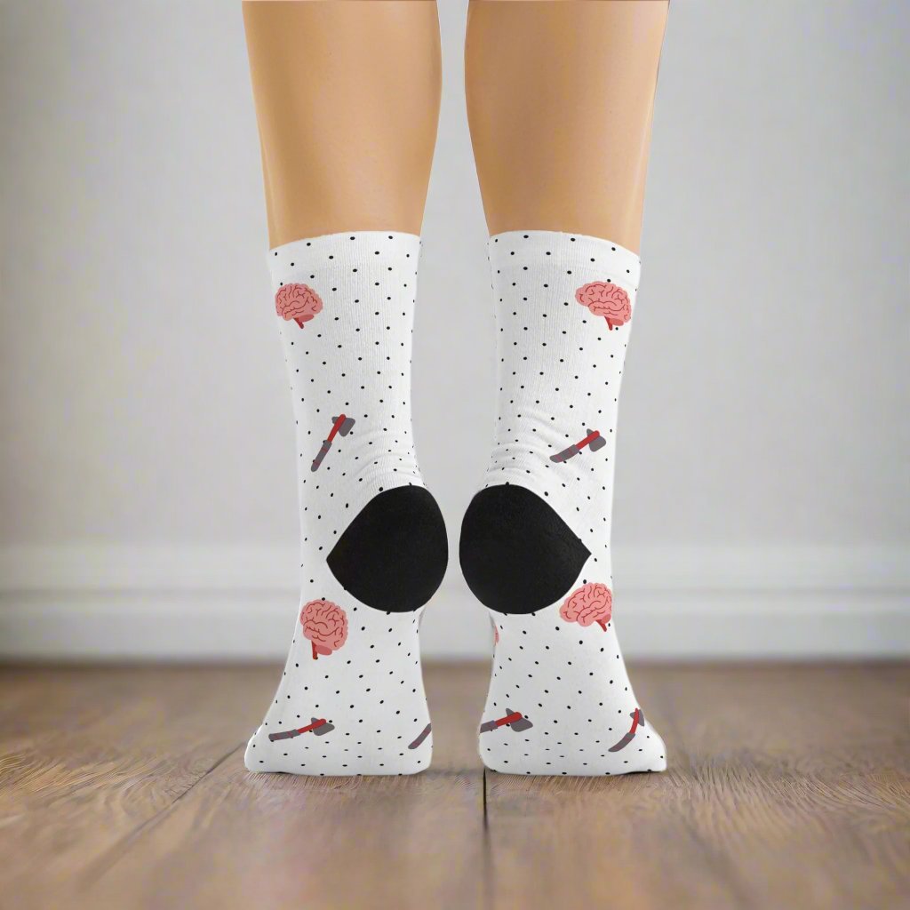 Brain and reflex hammer white socks, Neurology, Neurologist socks, Neurosurgery, Brain