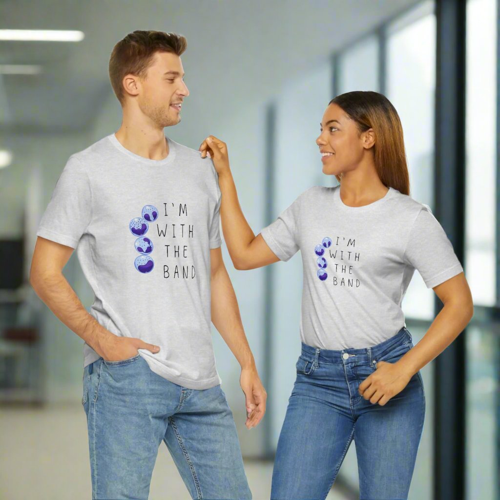 Hematology Tee, Hematologist, Band cells, Blood smear, Im with the band, Heme Onc, Lab tech, Neutrophils, Nurse gift, resident gift, Internal Medicine