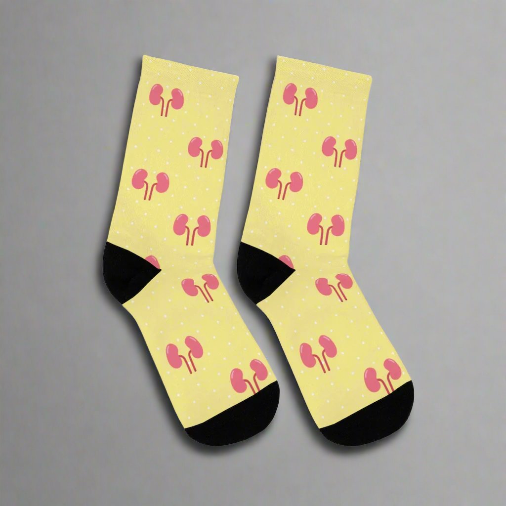 Yellow Kidney Nephrology/ Urology socks, Nephrologist, urologist, urology resident, urology nurse gift.