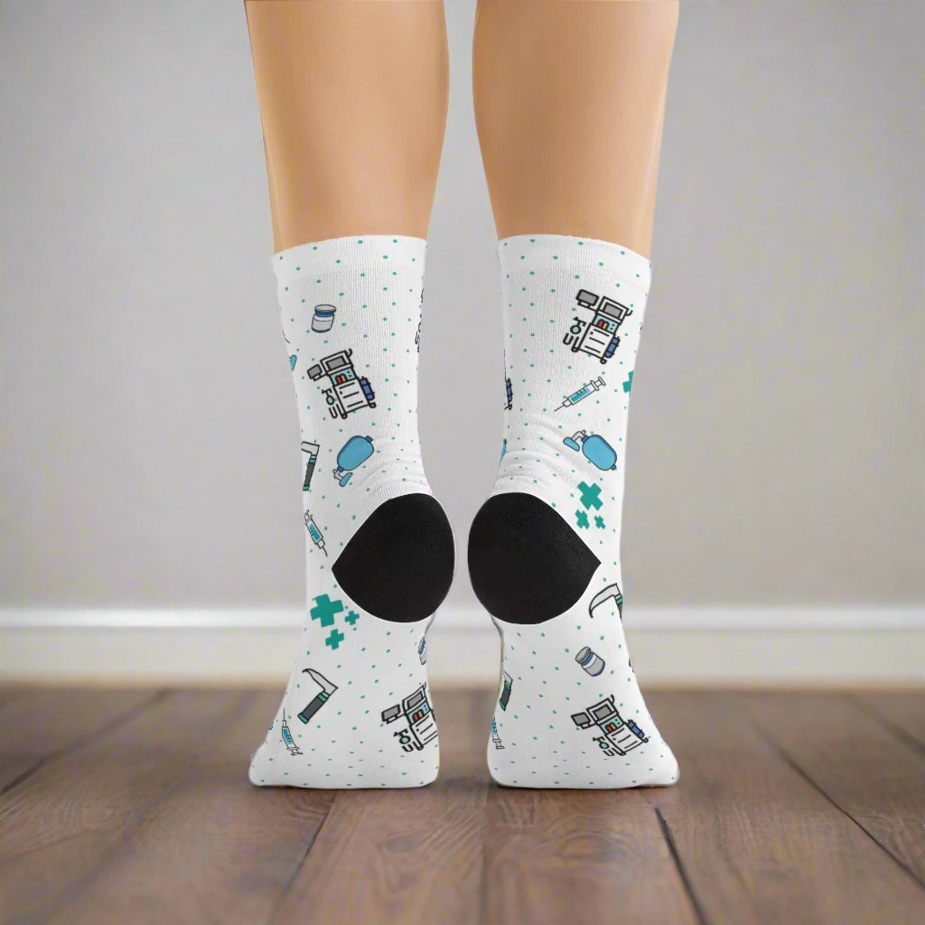 White Anesthesia socks, CRNA, anesthetist, anesthesiologist, surgery socks, SRNA, nurse anesthetist gift