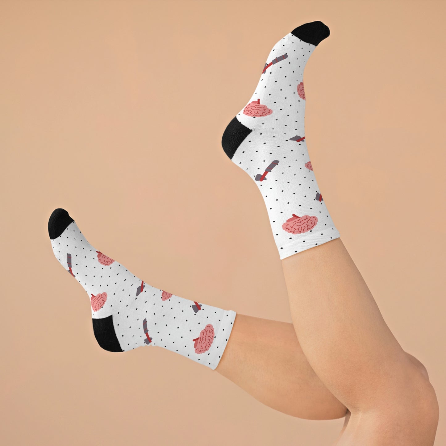 Brain and reflex hammer white socks, Neurology, Neurologist socks, Neurosurgery, Brain