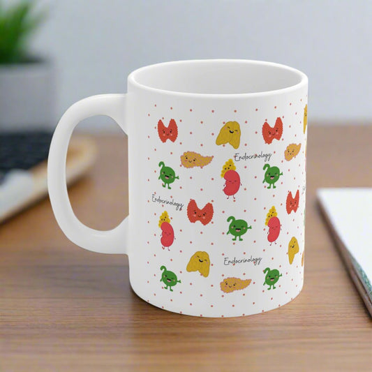 Endocrine mug, Endocrinology gift, diabetes, pancreas, pineal gland, adrenals, pituitary, thymus, thyroid, doctor gift, nurse gift.