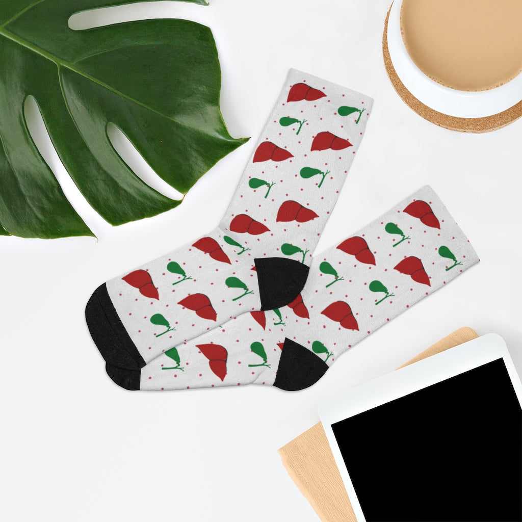 White Liver and Gallbladder socks, hepatology, hepatobiliary, doctor socks, nurse socks, surgeon gift.