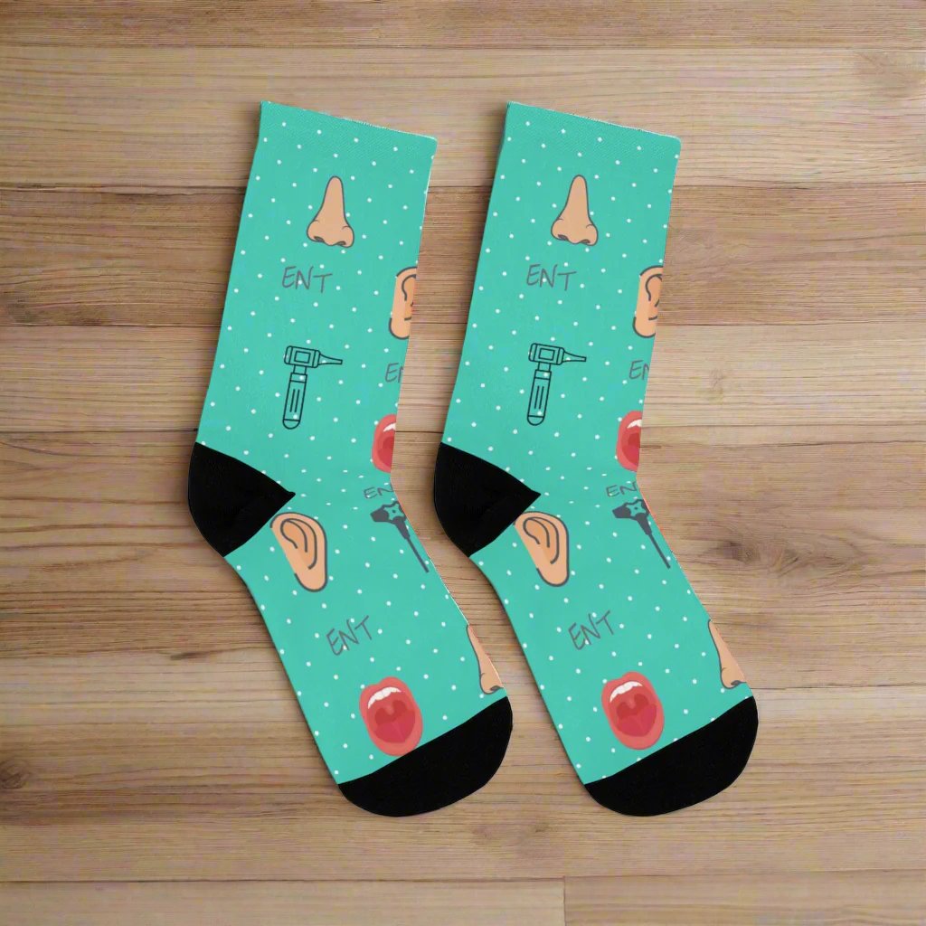 ENT socks, Ear nose and throat doctor, doctor socks, Otoscope, otolaryngology, endoscope, nose doctor, nose surgeon, throat surgeon, ear surgeon,
