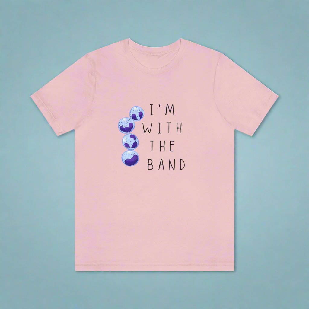 Hematology Tee, Hematologist, Band cells, Blood smear, Im with the band, Heme Onc, Lab tech, Neutrophils, Nurse gift, resident gift, Internal Medicine