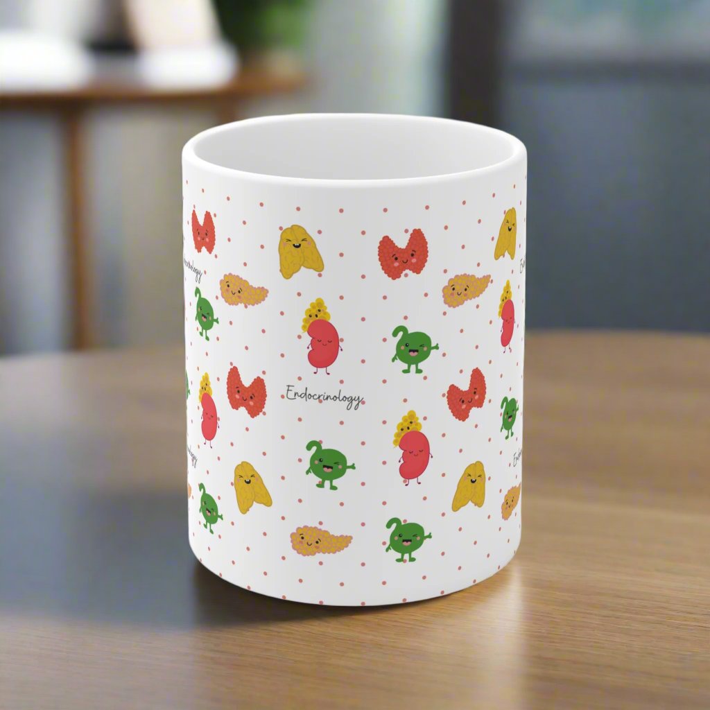 Endocrine mug, Endocrinology gift, diabetes, pancreas, pineal gland, adrenals, pituitary, thymus, thyroid, doctor gift, nurse gift.