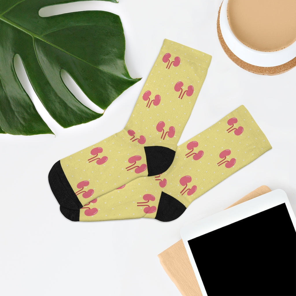 Yellow Kidney Nephrology/ Urology socks, Nephrologist, urologist, urology resident, urology nurse gift.