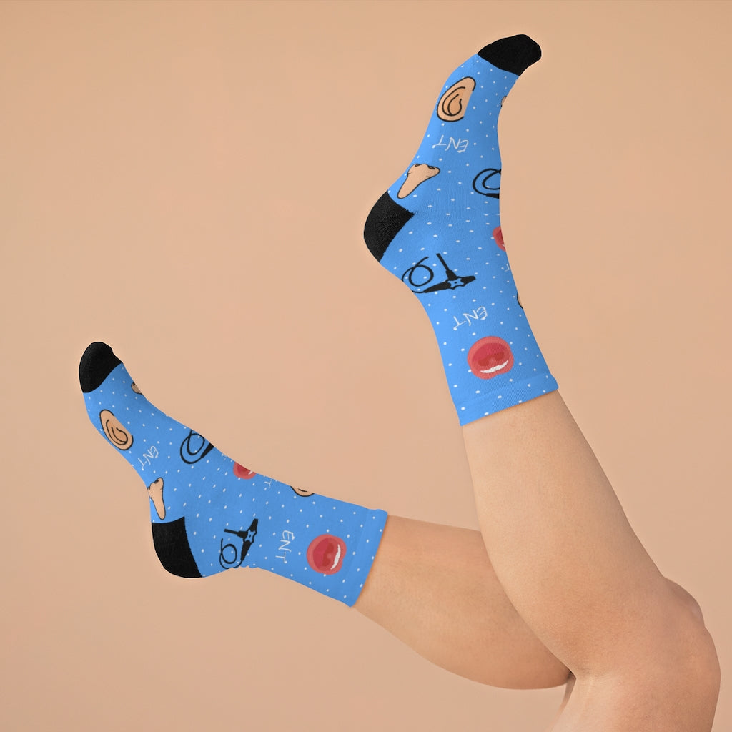 Blue ENT socks, Ear nose and throat doctor, doctor socks, Otoscope, otolaryngology, endoscope, nose doctor, nose surgeon, throat surgeon, ear surgeon,
