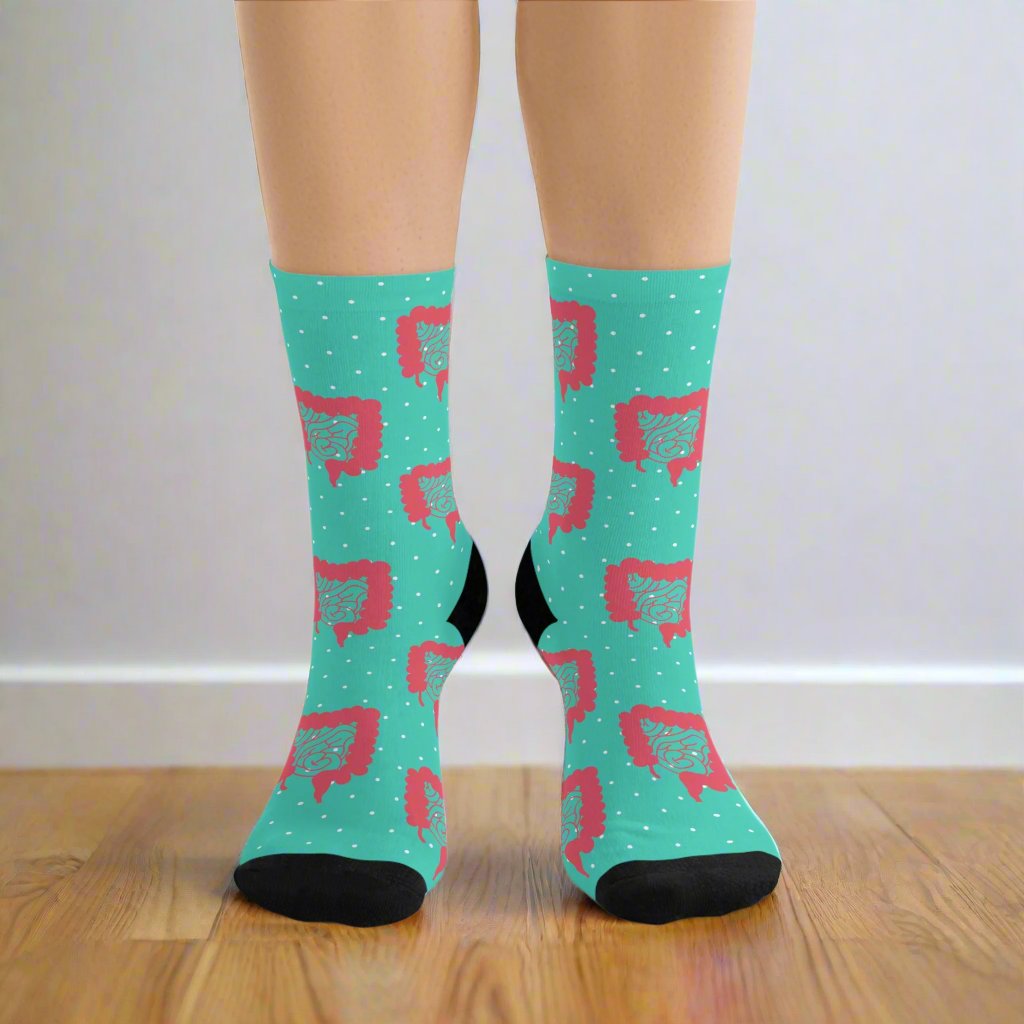 Blue Colorectal socks, Colon, surgeon gift, general surgery, gastrointestinal doctor, doctor socks.