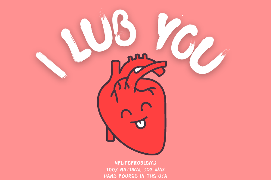 I Lub You Heart Candle, Medical Humor Valentine’s Gift, Cardiology Candle for Cardiologists, Anniversary Gift for Doctors, Funny Heart-Themed Candle