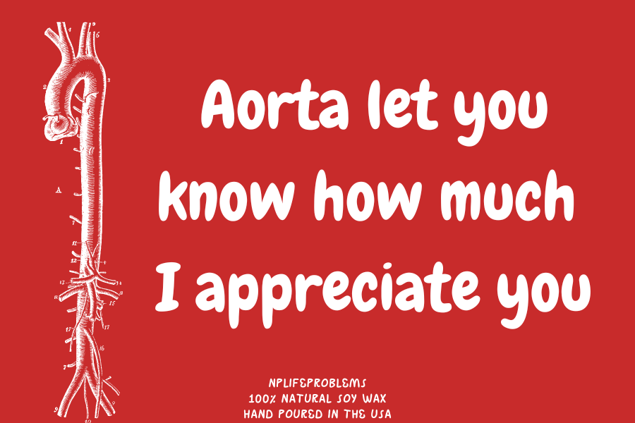 Aorta Appreciation candle, Vascular, Vascular surgeon gift, Abdominal Aorta, Doctor gift, Nurse gift, NP gift, thoracic surgery, MD humor