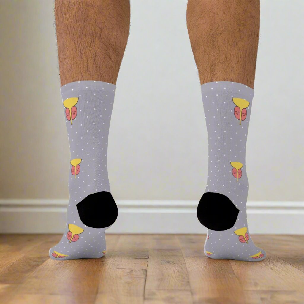 Grey Prostate socks, prostate socks, urologist, urology resident, urology nurse gift, doctor socks, anatomy socks.