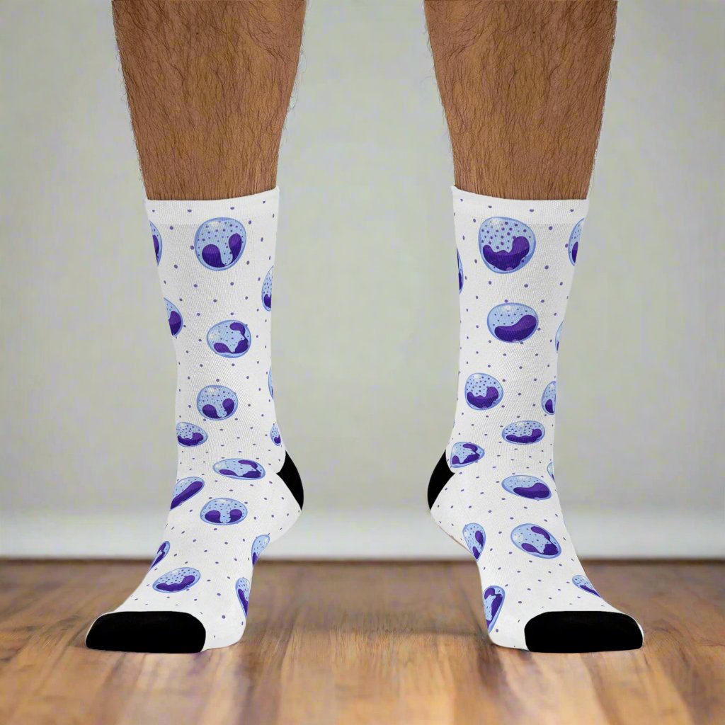 Hematology, band blood cells socks, doctor socks, lab tech socks, microbiology, blood cells, oncology socks, band cells, medical socks
