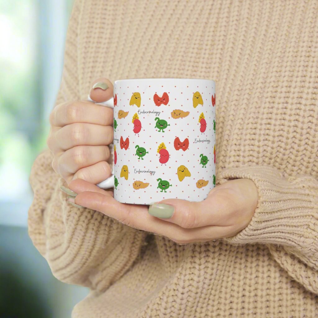 Endocrine mug, Endocrinology gift, diabetes, pancreas, pineal gland, adrenals, pituitary, thymus, thyroid, doctor gift, nurse gift.