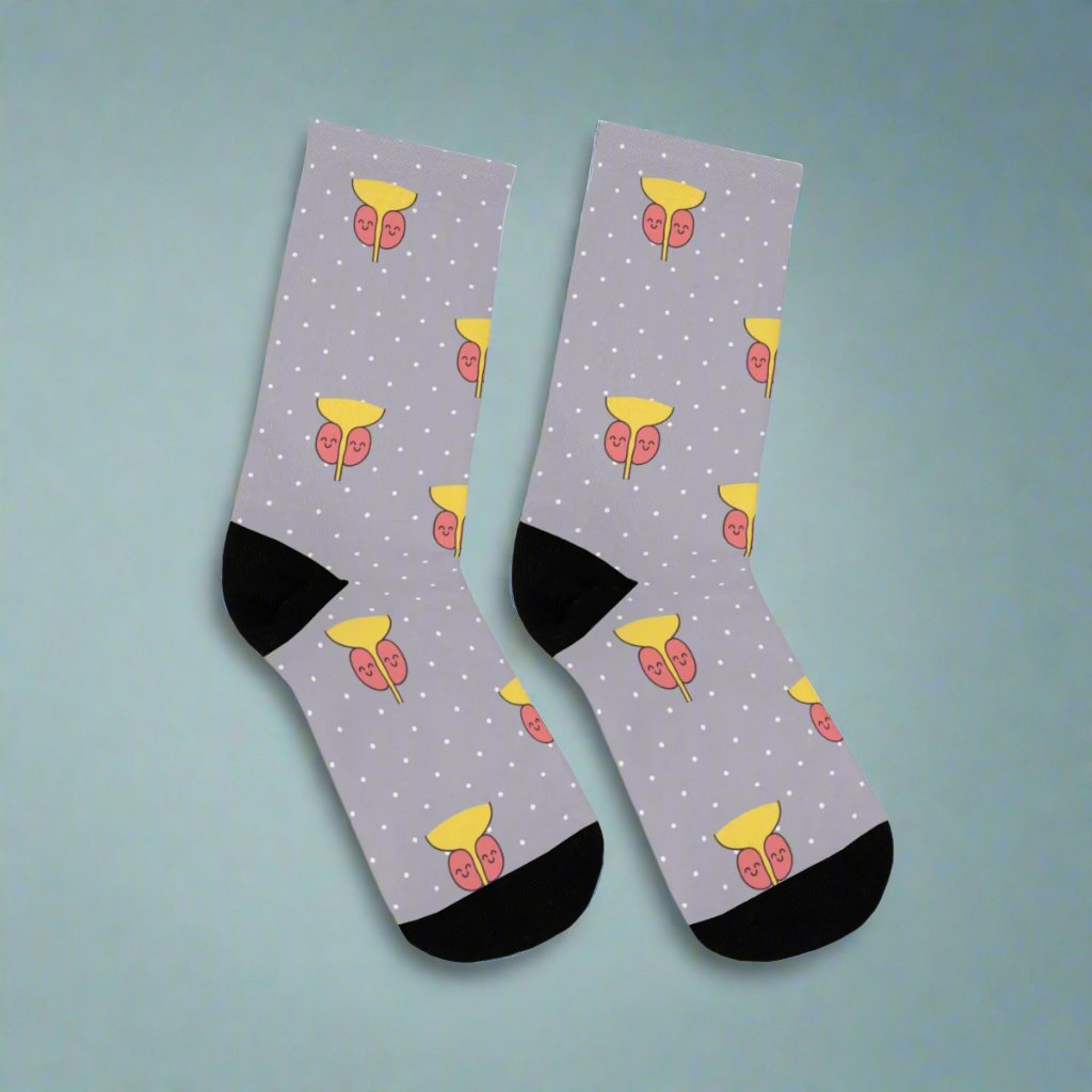 Grey Prostate socks, prostate socks, urologist, urology resident, urology nurse gift, doctor socks, anatomy socks.