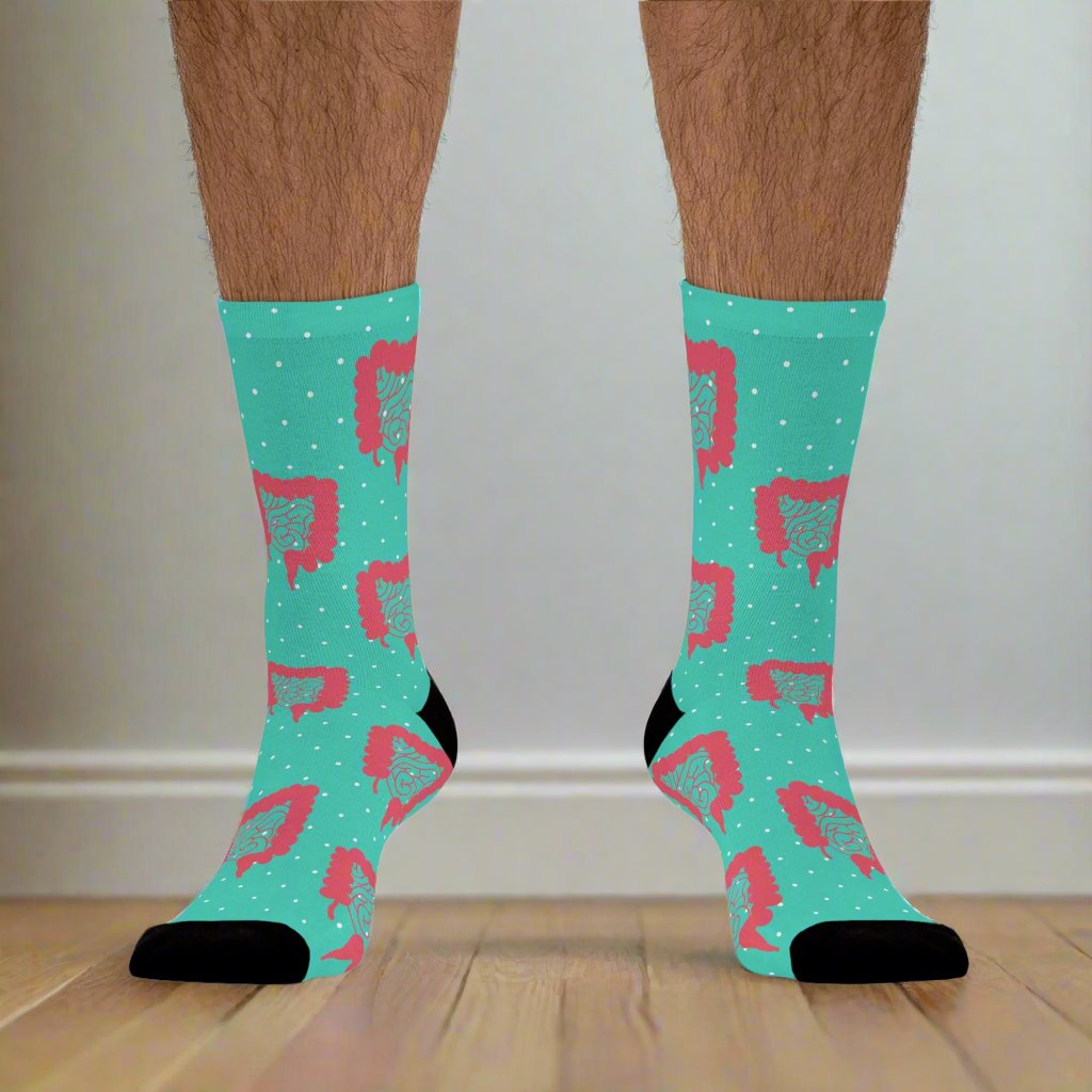 Blue Colorectal socks, Colon, surgeon gift, general surgery, gastrointestinal doctor, doctor socks.